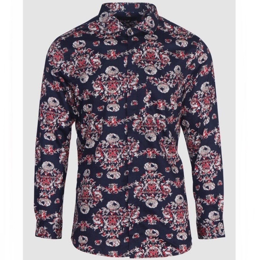 Barabas Festive Shirt Size Large 100% Cotton Long Sleeve